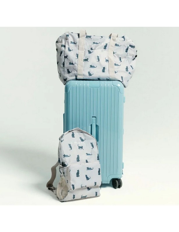 Borsone da viaggio pieghevole decorato con gatti, impermeabile e ultraleggero